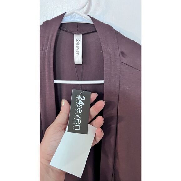 24Seven Comfort Apparel Womens Open Front Cardigan Brown Plus Size 1X P1-256 NWT - Picture 5 of 13